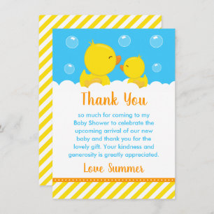 Carte De Remerciements Caoutchouc Baby shower jaune et bleu
