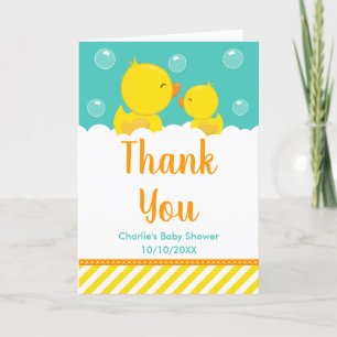 Carte De Remerciements Caoutchouc Baby shower jaune et vert
