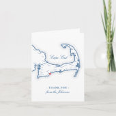 Carte De Remerciements Cape Cod Élégant Mariage Destination (Devant)