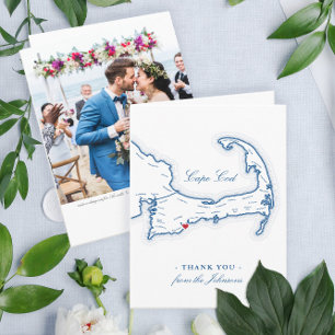 Carte De Remerciements Cape Cod Élégant Mariage Destination