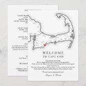 Carte De Remerciements Cape Cod Mariage lettre de bienvenue et Itinéraire (Devant / Derrière)