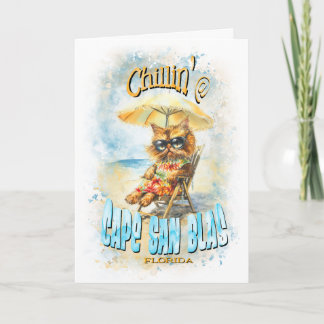 Carte De Remerciements Cape San Blas Florida Beach Lounge Cat