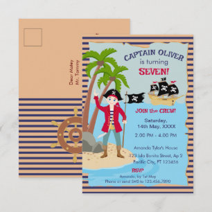 Carte De Remerciements Capitaine de la fête d'anniversaire du navire pira