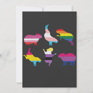 Carte De Remerciements Capybara LGBTQ Rainbow Water Pig Transgenre Pride