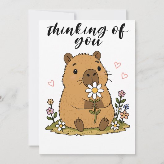 Carte De Remerciements Capybara Mignon (Devant)