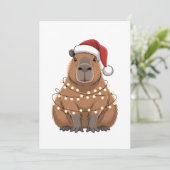 Carte De Remerciements Capybara Xmas Correspondant drôle Père Noël (Debout devant)