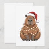 Carte De Remerciements Capybara Xmas Correspondant drôle Père Noël (Devant / Derrière)