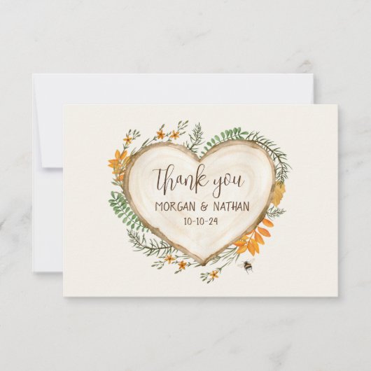 Carte De Remerciements Carburant Rustique Automne Fleur sauvage Mariage (Devant)