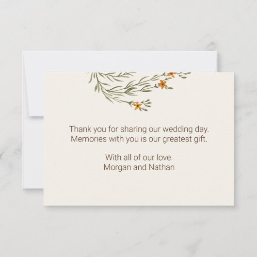 Carte De Remerciements Carburant Rustique Automne Fleur sauvage Mariage (Dos)