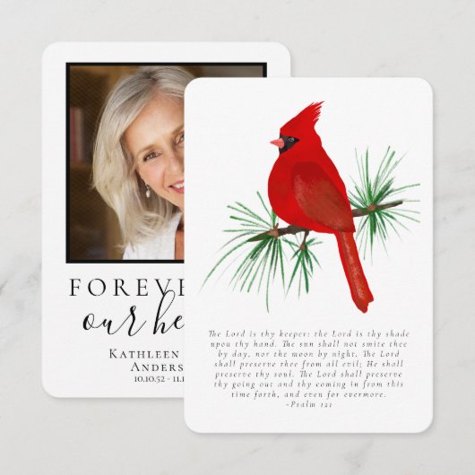 Carte De Remerciements Cardinal Photo Funeral Prayer Card (Devant / Derrière)