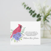 Carte De Remerciements Cardinal Red Bird Funeral Thank You Note Card (Debout devant)