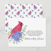 Carte De Remerciements Cardinal Red Bird Funeral Thank You Note Card (Devant / Derrière)