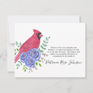 Carte De Remerciements Cardinal Red Bird Funeral Thank You Note Card