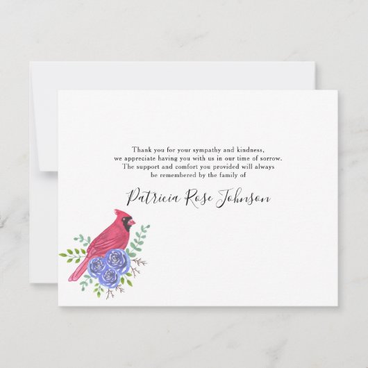 Carte De Remerciements Cardinal Red Bird Funeral Thank You Note Card (Devant)