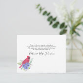 Carte De Remerciements Cardinal Red Bird Funeral Thank You Note Card (Debout devant)