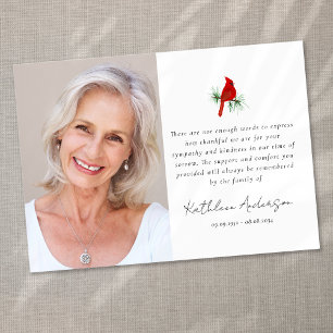 Carte De Remerciements Cardinal Red Bird Photo Sympathy Funeral