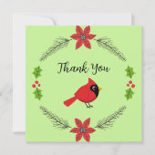 Carte De Remerciements Cardinal Rouge Cardinal Cardinal aux Fleurs (Devant)