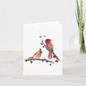 Carte De Remerciements Cardinals Berry Branches Nota Vide Ou (Devant)