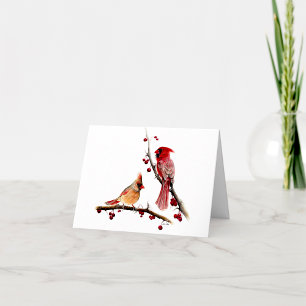 Carte De Remerciements Cardinaux d'hiver Berries