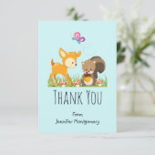 Carte De Remerciements Caricature en bois mignon (Debout devant)