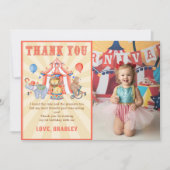 Carte De Remerciements Carnaval Cirque & Animaux Photo Anniversaire (Devant)