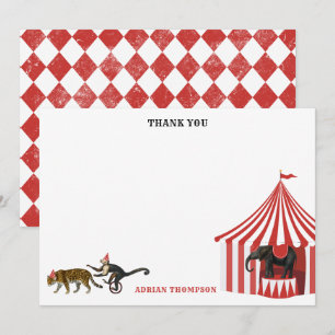 Carte De Remerciements Carnaval de cirque Festival Animaux Grand Chapitea