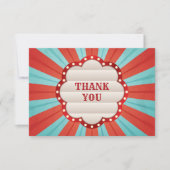 Carte De Remerciements Carnaval de cirque Rouge Bleu Blanc Anniversaire (Devant)