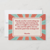 Carte De Remerciements Carnaval de cirque Rouge Bleu Blanc Anniversaire (Dos)