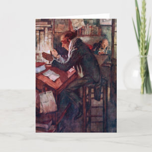 Carte De Remerciements Carol de Noël : Cratchit et Scrooge