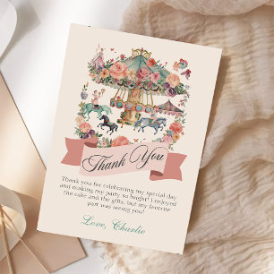 Carte De Remerciements Carousel Horse Carnival Anniversaire