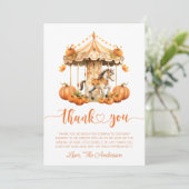 Carte De Remerciements Carousel Rustic Fall petit citrouille est en route (Debout devant)