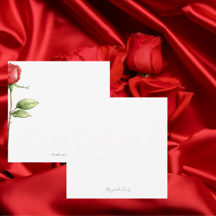 Carte De Remerciements Carré personnalisé Red Rose Stem