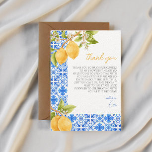 Carte De Remerciements Carreaux Méditerranéens Italie Citron Réception de