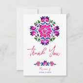 Carte De Remerciements Carreaux mexicains roses bleus remerciement de sho (Devant)