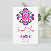 Carte De Remerciements Carreaux mexicains roses et bleus remerciement de (Debout devant)