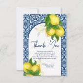 Carte De Remerciements Carrelage bleu citron Amalfi Positano enterrement (Devant)