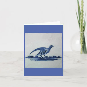 Carte De Remerciements Carrelage Bleu Delft antique - Grouse dans l'Herbe