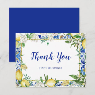 Carte De Remerciements Carrelage en mosaïque bleu citron