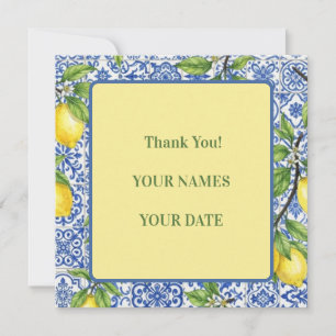 Carte De Remerciements Carrelage sicilien et mariage au citron