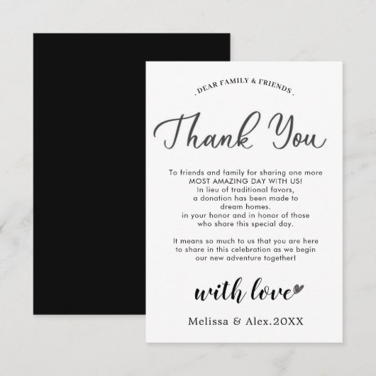 carte de remerciements | CARTE DE REMERCIEMENTS (Devant / Derrière)