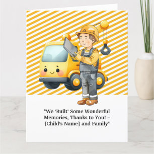 Carte De Remerciements "Carte de remerciements à thème de construction -