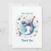 Carte De Remerciements Carton d'anniversaire 1 an thème dauphin Wild One (Devant)