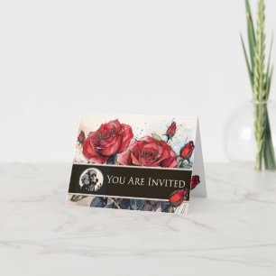Carte De Remerciements Carton d'invitation Caniche et Roses