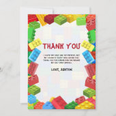 Carte De Remerciements Carton d'invitation d'anniversaire Blocs de constr (Devant)