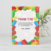 Carte De Remerciements Carton d'invitation d'anniversaire Blocs de constr (Debout devant)