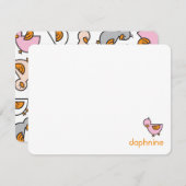 Carte De Remerciements Cartoon Jouer Canards Roses Canards Colliers Bébé (Devant / Derrière)