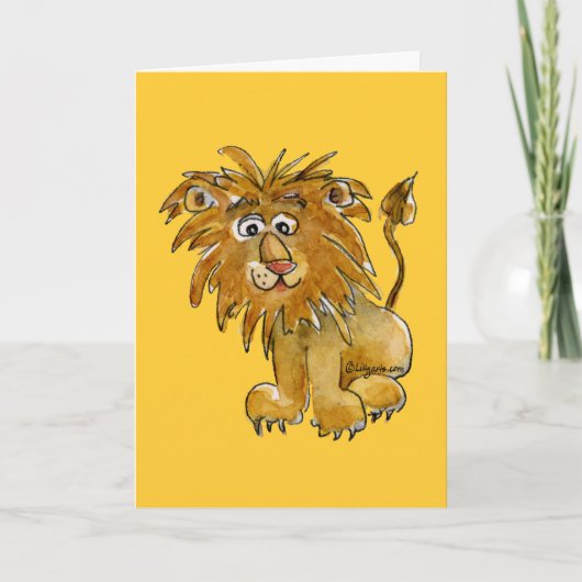 Carte De Remerciements Cartoon Lion Grey Card (Devant)