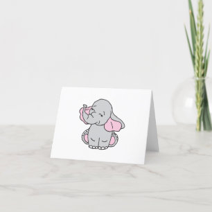 Carte De Remerciements Cartoon Motif éléphant à main rose tiré