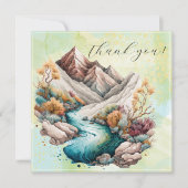 Carte De Remerciements Cascade et montagnes Peinture aquarelle (Devant)