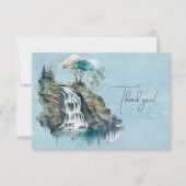 Carte De Remerciements Cascade et pont aquarelle peinture (Devant)